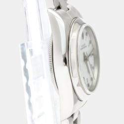 Pre Owned Rolex White Stainless Steel Oyster Perpetual 76080 Automatic Women's Wristwatch 24 MM