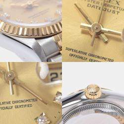 Pre Owned Rolex Champagne 18K Yellow Gold And Stainless Steel Datejust 69173 Women's Wristwatch 26 mm