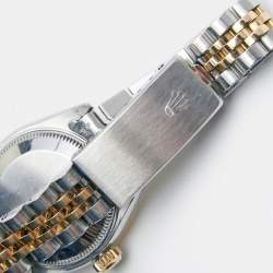 Pre Owned Rolex Red Vignette 18K Yellow Gold Stainless Steel Diamond Datejust 69173 Women's Wristwatch 26 mm