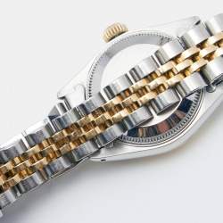 Pre Owned Rolex Red Vignette 18K Yellow Gold Stainless Steel Diamond Datejust 69173 Women's Wristwatch 26 mm