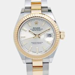 مملوكة مسبقًا Rolex Silver 18K Yellow Gold Oystersteel Datejust M279173-0020 Women's Wristwatch 28 mm