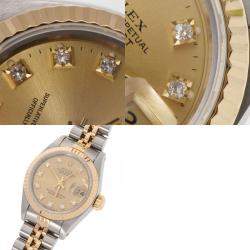 مملوكة مسبقًا Rolex Champagne Diamonds 18K Yellow Gold And Stainless Steel Datejust 69173 Women's Wristwatch 26 mm