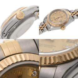 مملوكة مسبقًا Rolex Champagne Diamonds 18K Yellow Gold And Stainless Steel Datejust 69173 Women's Wristwatch 26 mm