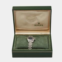 Pre Owned Rolex Blue Vignette 18K White Gold Stainless Steel Diamond Datejust 69174 Women's Wristwatch 26 mm