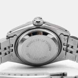 Pre Owned Rolex Blue Vignette 18K White Gold Stainless Steel Diamond Datejust 69174 Women's Wristwatch 26 mm