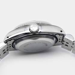 Pre Owned Rolex Blue Vignette 18K White Gold Stainless Steel Diamond Datejust 69174 Women's Wristwatch 26 mm