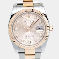 مملوكة مسبقًا Rolex Pink Diamond 18k Everose Stainless Steel Datejust 116231 Women's Wristwatch 36 mm