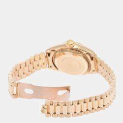 Pre Owned Rolex Champagne Diamonds 18K Yellow Gold President Datejust 69178 Automatic Women's Wristwatch 26 mm