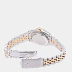 Pre Owned Rolex White 18K Yellow Gold And Stainless Steel Datejust 69173 Automatic Women's Wristwatch 26 mm