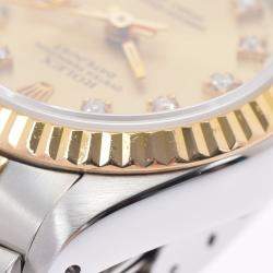 Pre Owned ساعة يد نسائية رولكس ديت جست 69173 أوتوماتيك ستانلس ستيل وذهب أصفر عيار 18 ألماس شامبانيا 26مم