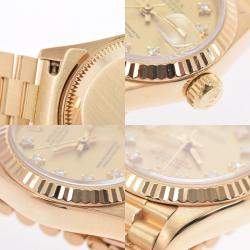 Pre Owned Rolex Champagne Diamonds 18K Yellow Gold Datejust 69178 Automatic Women's Wristwatch 26 mm