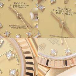 Pre Owned Rolex Champagne Diamonds 18K Yellow Gold Datejust 69178 Automatic Women's Wristwatch 26 mm