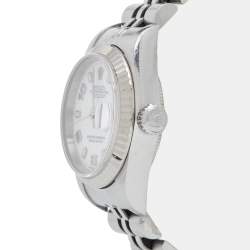 Pre Owned Rolex White 18K White Gold Stainless Steel Datejust 79174 Women's Wristwatch 26 mm