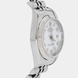 Pre Owned Rolex White 18K White Gold Stainless Steel Datejust 79174 Women's Wristwatch 26 mm
