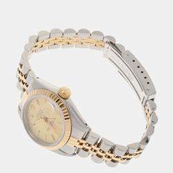 Pre Owned Rolex Champagne 18K Yellow Gold And Stainless Steel Datejust 69173 Women's Wristwatch 26 mm