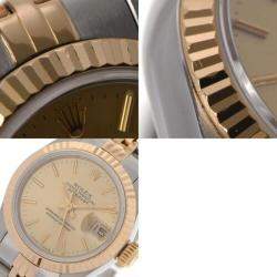 Pre Owned Rolex Champagne 18K Yellow Gold And Stainless Steel Datejust 69173 Women's Wristwatch 26 mm