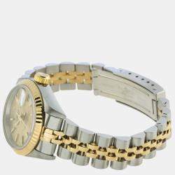 Pre Owned Rolex Gold 18k Yellow Gold And Stainless Steel Datejust 69173 Automatic Women's Wristwatch 26 mm