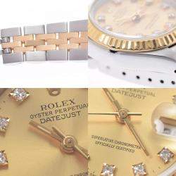 Pre Owned Rolex Champagne Diamonds 18K Yellow Gold And Stainless Steel Datejust 69173G Automatic Women's Wristwatch 26 mm