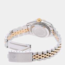 مملوكة مسبقًا Rolex Champagne Diamond 18K Yellow Gold And Stainless Steel Datejust 69173G Automatic Women's Wristwatch 26 mm