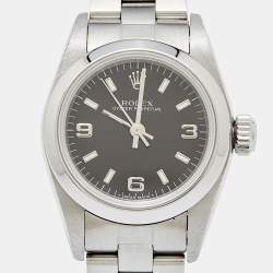Pre Owned Rolex Black Stainless Steel Oyster Perpetual 67180 Automatic Women's Wristwatch 24 MM