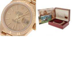 Pre Owned Rolex Champagne 18k Yellow Gold Datejust 69178 Automatic Women's Wristwatch 26 mm