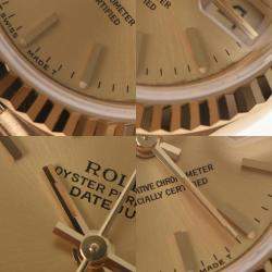 Pre Owned Rolex Champagne 18k Yellow Gold Datejust 69178 Automatic Women's Wristwatch 26 mm
