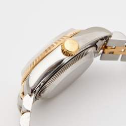 Pre Owned Rolex Champagne Diamonds 18K Yellow Gold And Stainless Steel Datejust 69173 Women's Wristwatch 26 mm