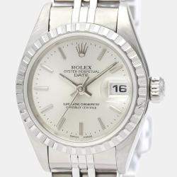 Pre Owned Rolex Silver Stainless Steel Oyster Perpetual Date 79240 Automatic Women's Wristwatch 25 mm