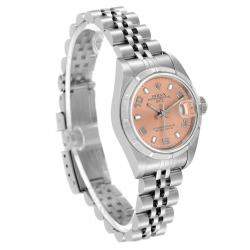 Pre Owned Rolex Pink Stainless Steel Oyster Perpetual Date 79190 Women's Wristwatch 26 mm