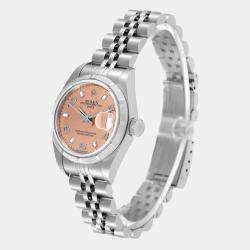 Pre Owned Rolex Pink Stainless Steel Oyster Perpetual Date 79190 Women's Wristwatch 26 mm