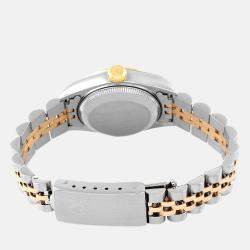 Pre Owned Rolex White 18k Yellow Gold And Stainless Steel Datejust 69173 Automatic Women's Wristwatch 26 mm