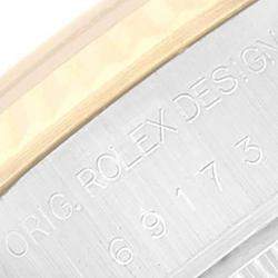 Pre Owned Rolex White 18k Yellow Gold And Stainless Steel Datejust 69173 Automatic Women's Wristwatch 26 mm