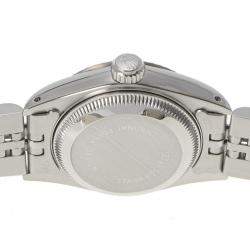 Pre Owned Rolex Silver Diamond 18k White Gold And Stainless Steel Datejust 69174 Automatic Women's Wristwatch 26 mm