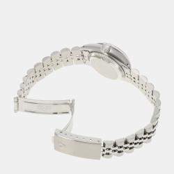 Pre Owned Rolex Silver Diamond 18k White Gold And Stainless Steel Datejust 69174 Automatic Women's Wristwatch 26 mm