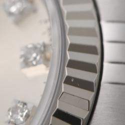 Pre Owned Rolex Silver Diamond 18k White Gold And Stainless Steel Datejust 69174 Automatic Women's Wristwatch 26 mm