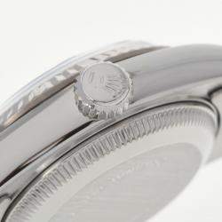 Pre Owned Rolex Silver Diamond 18k White Gold And Stainless Steel Datejust 69174 Automatic Women's Wristwatch 26 mm