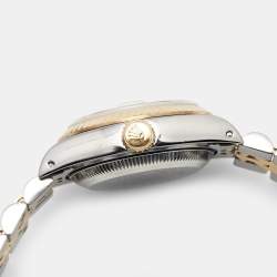 Pre Owned Rolex Champagne Diamond 18k Yellow Gold Stainless Steel Datejust 69173 Women's Wristwatch 26 mm