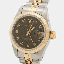 Pre Owned Rolex Grey 18k Yellow Gold And Stainless Steel Datejust 69173 Automatic Women's Wristwatch 26 mm