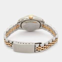 Pre Owned Rolex Grey 18k Yellow Gold And Stainless Steel Datejust 69173 Automatic Women's Wristwatch 26 mm