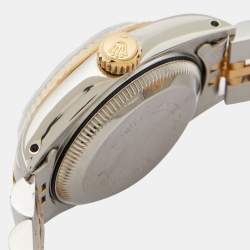 Pre Owned Rolex Grey 18k Yellow Gold And Stainless Steel Datejust 69173 Automatic Women's Wristwatch 26 mm
