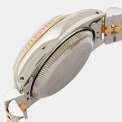 Pre Owned Rolex Grey 18k Yellow Gold And Stainless Steel Datejust 69173 Automatic Women's Wristwatch 26 mm