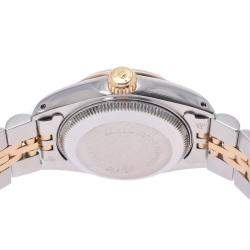 Pre Owned Rolex Champagne 18K Yellow Gold And Stainless Steel Datejust 69173 Women's Wristwatch 26 mm
