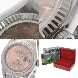 Pre Owned Rolex Pink 18K White Gold And Stainless Steel Datejust 69174 Women's Wristwatch 26 mm