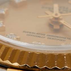Pre Owned Rolex Champagne Diamonds 18K Yellow Gold And Stainless Steel Datejust 69173 Women's Wristwatch 26 mm