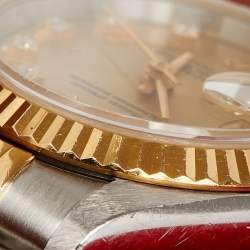 Pre Owned Rolex Champagne Diamonds 18K Yellow Gold And Stainless Steel Datejust 69173 Women's Wristwatch 26 mm