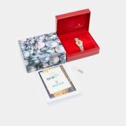 Pre Owned Rolex Champagne Diamonds 18K Yellow Gold And Stainless Steel Datejust 69173 Women's Wristwatch 26 mm