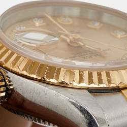 Pre Owned Rolex Champagne Diamonds 18K Yellow Gold And Stainless Steel Datejust 69173 Women's Wristwatch 26 mm