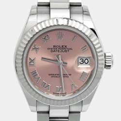 Pre Owned Rolex Pink 18K White Gold Oystersteel Datejust M279174-0018 Women's Wristwatch 28 mm