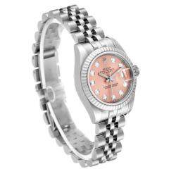 Pre Owned Rolex Pink Diamonds 18K White Gold And Stainless Steel Datejust 179174 Women's Wristwatch 26 mm