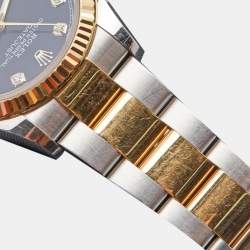 Pre Owned Rolex Black 18K Yellow Gold Oystersteel Datejust M126233-00022 Unisex Wristwatch 36 mm